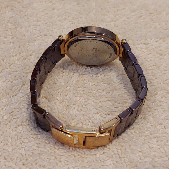 NIB ANNE KLEIN ROSE GOLD TONE BROWN CERAMIC WATCH WITH SWAROVSKI CRYSTALS - Picture 8 of 15